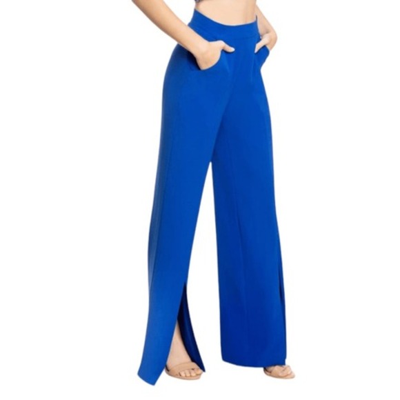 Dress the Population Pants Womens XXS‎ Blue Ashton Wide Leg Split Hem - Picture 5 of 13